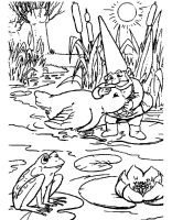 A coloring page of gnomes